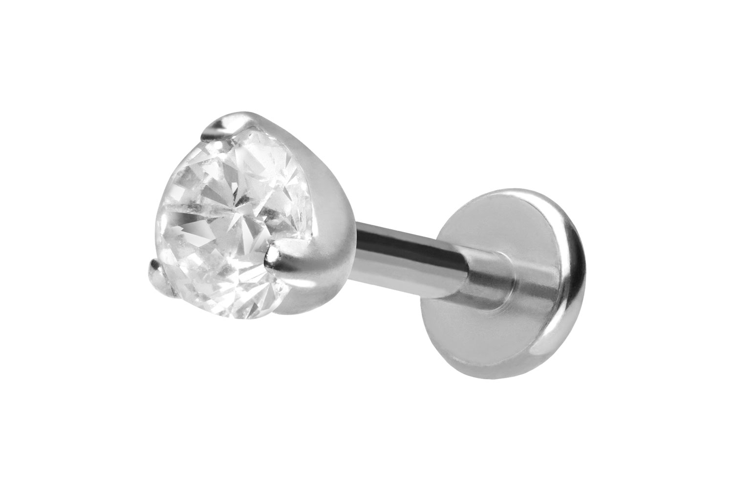 Titan Labret Piercing mit Push Fit EINGEFASSTER KRISTALL